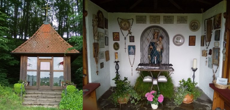 Grossansicht in neuem Fenster: Gebrontshausen:  Kapelle Maria in den Hopfen am Kalvarienberg Grossansicht in neuem Fenster: Gebrontshausen:  Kapelle Maria in den Hopfen am Kalvarienberg